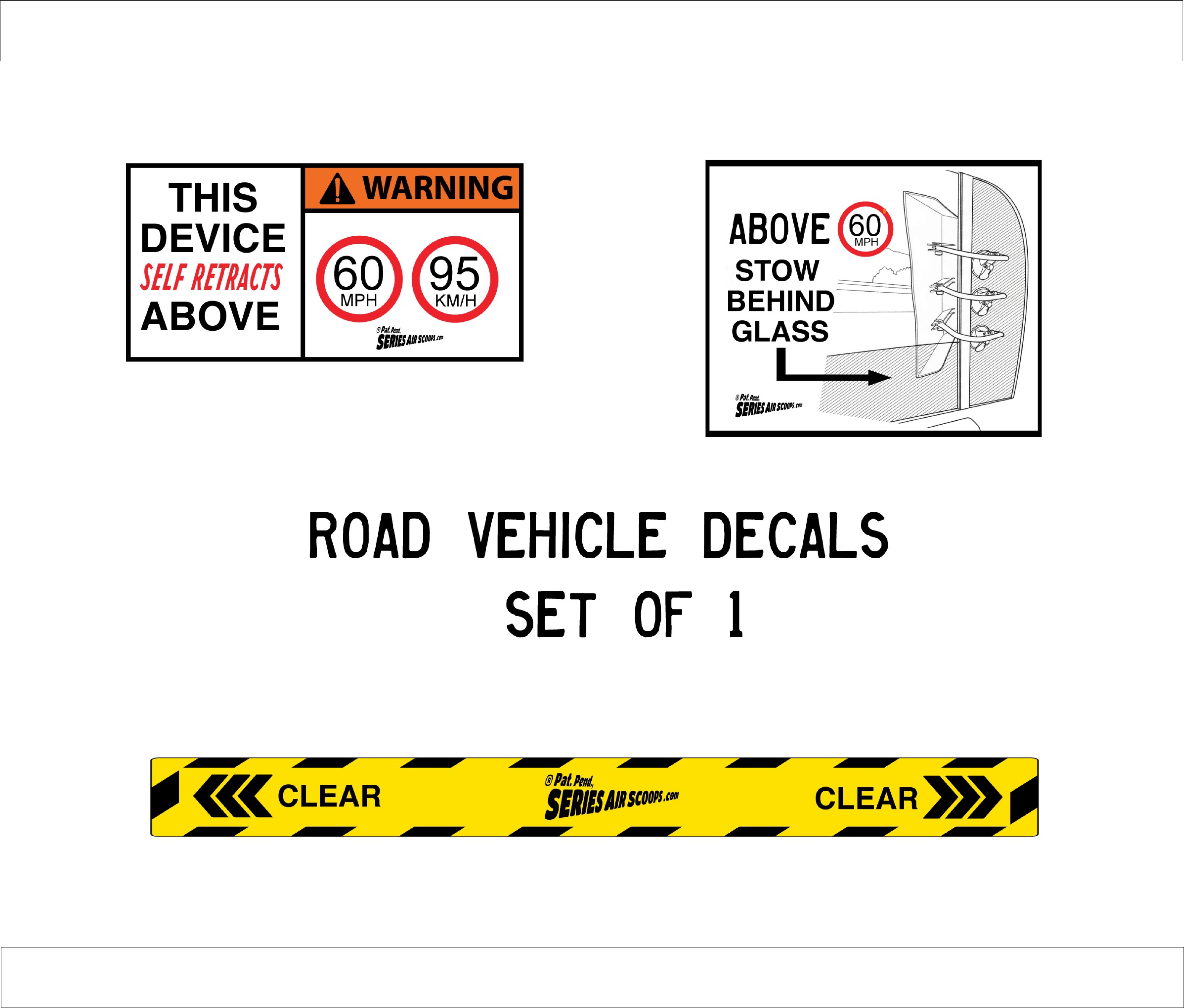 ROAD VEHICLE DECALS SET OF 1 - EXACT FIT