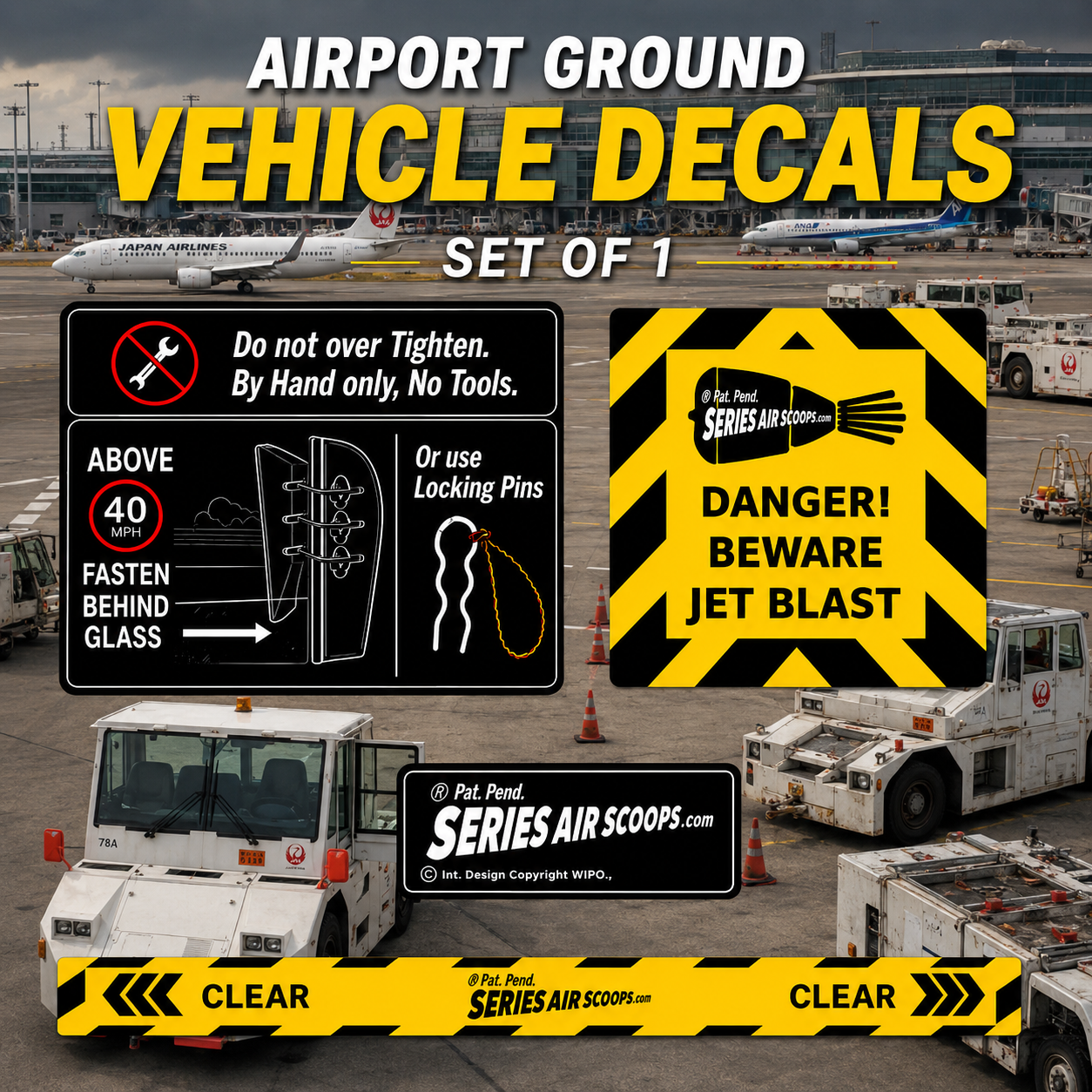 AIRPORT GROUND VEHICLE DECALS SET OF 1 - EXACT FIT