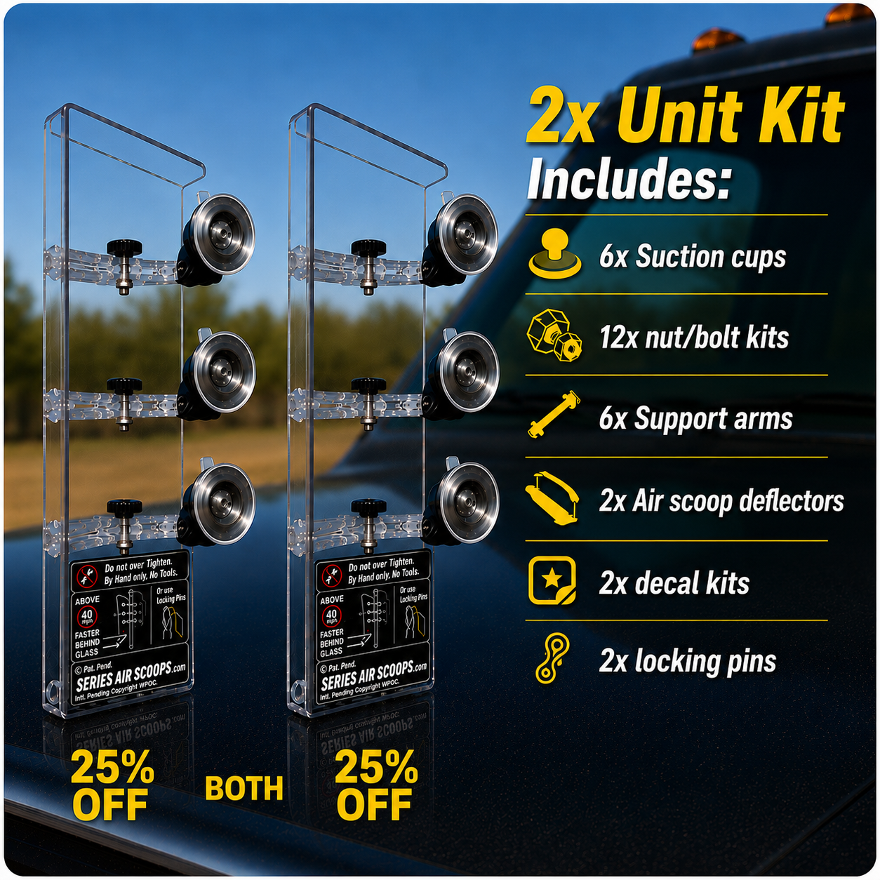 2x SERIES AIR SCOOPS COMPLETE KITS (Fully Reversible L/R) 25% OFF BOTH WHEN PURCHASED TOGETHER