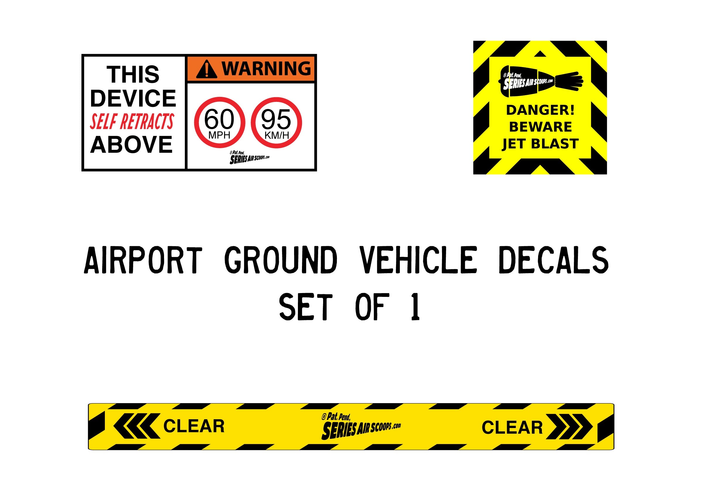 AIRPORT GROUND VEHICLE DECALS SET OF 1 - EXACT DEFLECTOR FIT